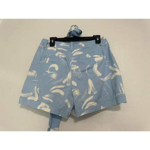 A New Day Womens Blue Abstract Print Pleated Belted Shorts Size 6 - Picture 4 of 5
